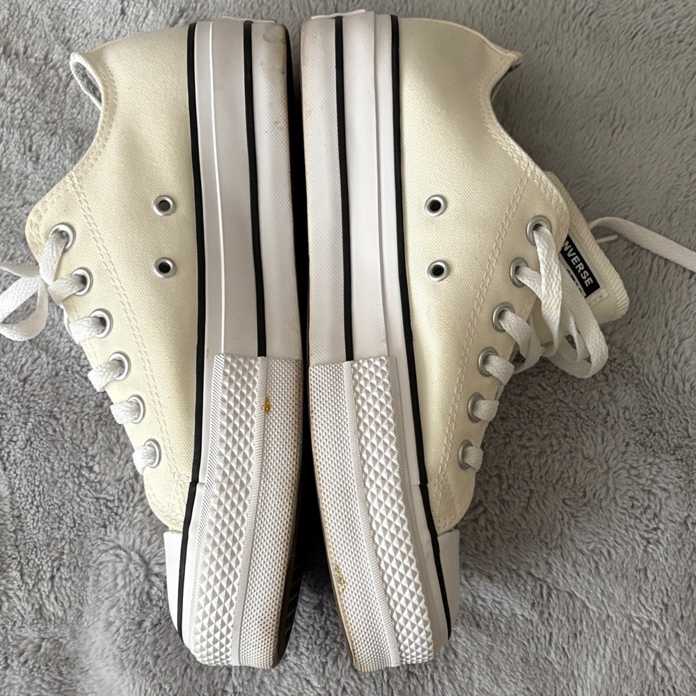 EUC Unisex Converse Cream Canvas All Star Lift Low Sneakers Size 6M/8W - Picture 6 of 8